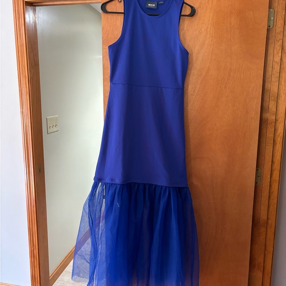Anthropologie Maeve Tulle Hem Dress Cobalt Blue - Picture 2 of 4